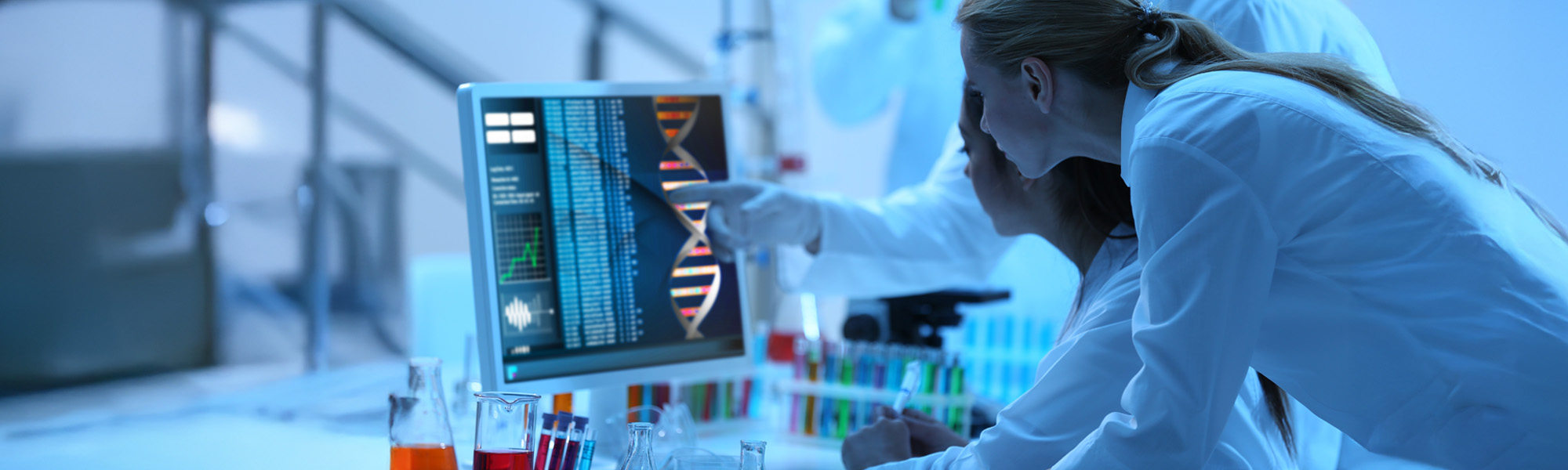 young medical technicians working in laboratory image